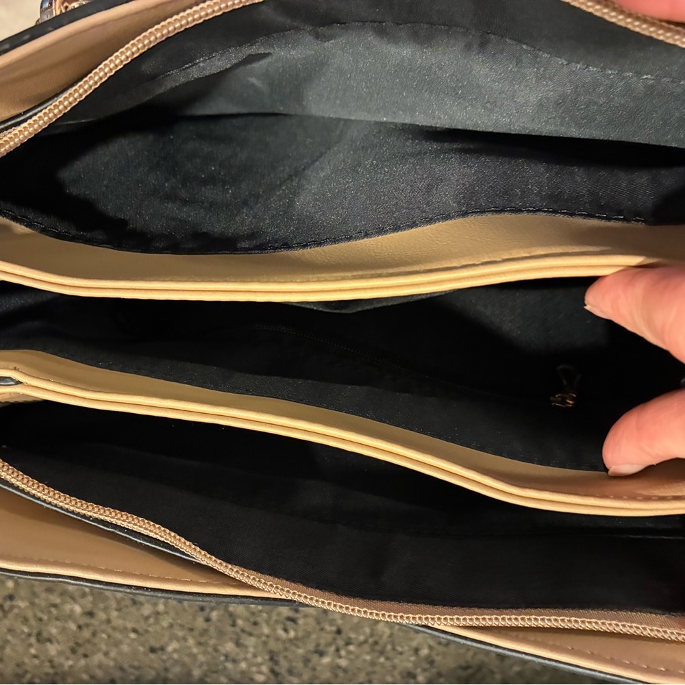 Chic Beige and Tan Satchel Bag - Picture 5 of 6